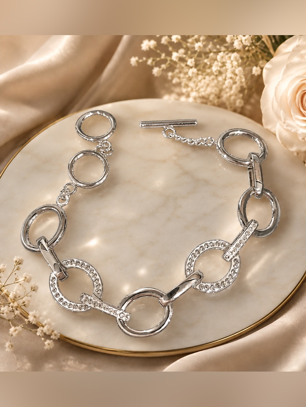 Nic & Syd Crsytals by Swarovski Silver Pavé Link Bracelet New